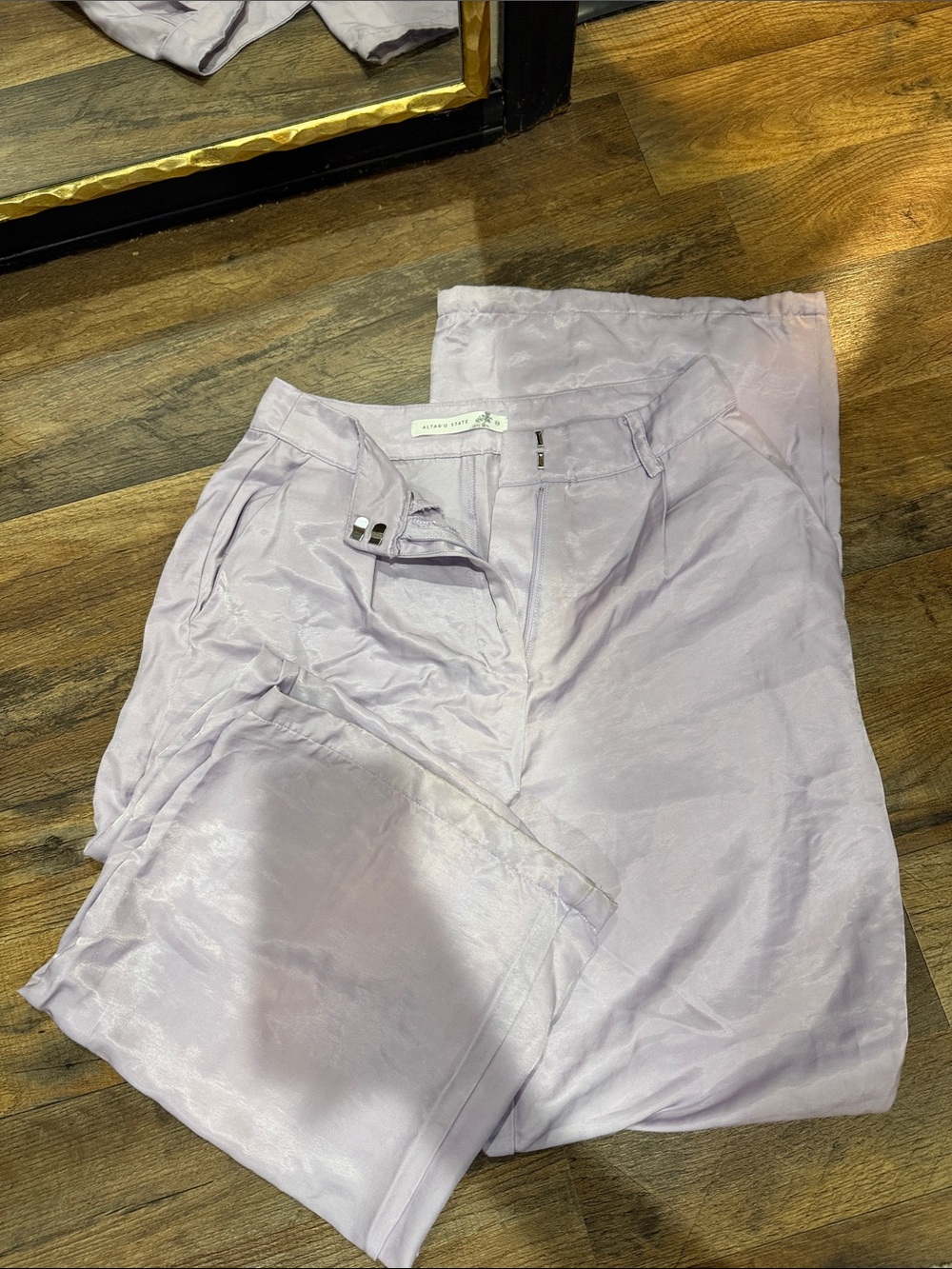 Altar'd State Lavender Satin-Look Trousers